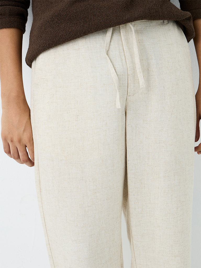 ETA Ivory Solid Relaxed-Fit Mid-Rise Chinos