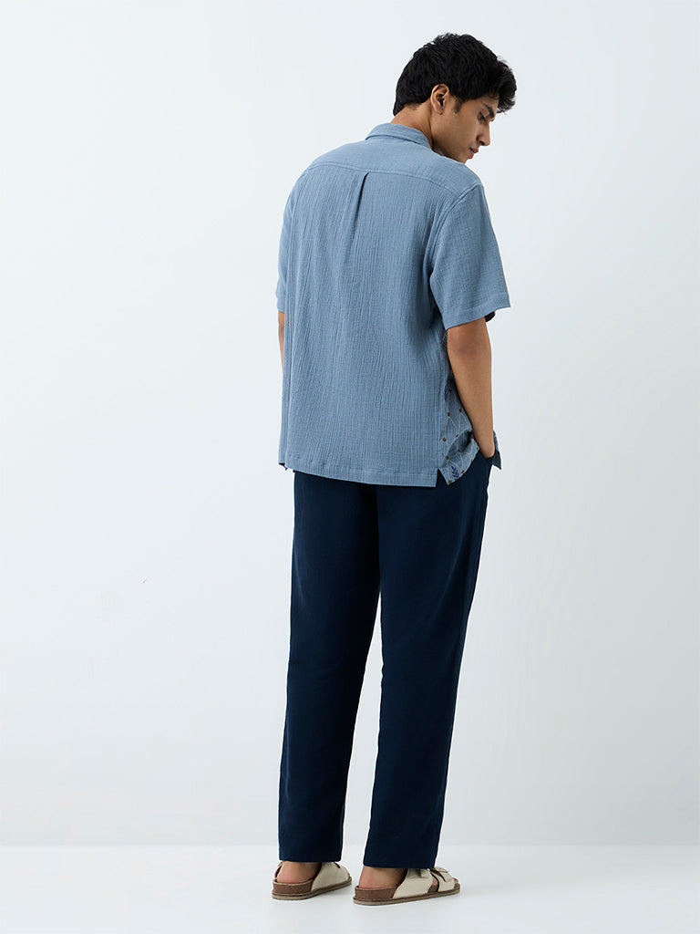 ETA Navy Relaxed-Fit Mid-Rise Cotton-Blend Chinos