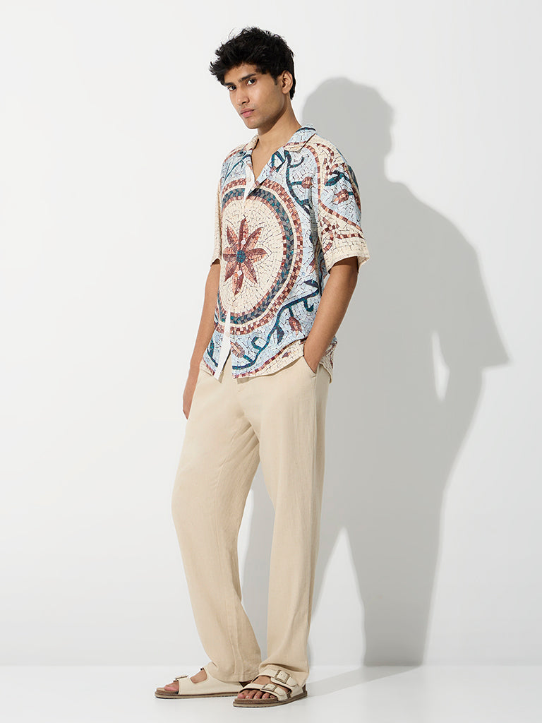 ETA Light Beige Relaxed-Fit Mid-Rise Cotton-Blend Chinos