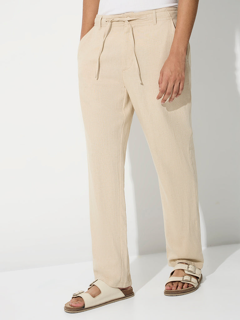 ETA Light Beige Relaxed-Fit Mid-Rise Cotton-Blend Chinos