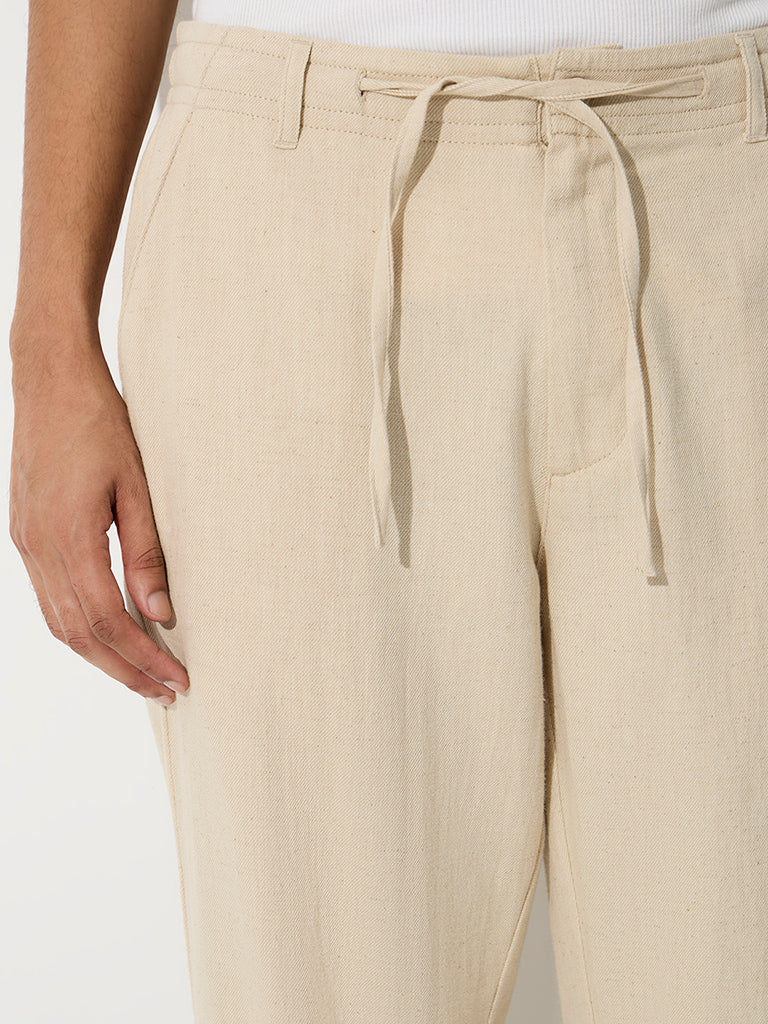 ETA Light Beige Relaxed-Fit Mid-Rise Cotton-Blend Chinos