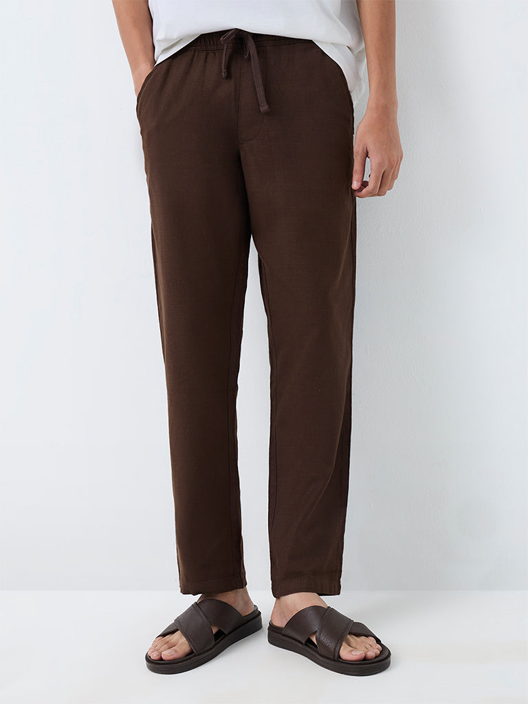 ETA Dark Brown Relaxed-Fit Mid-Rise Cotton Chinos