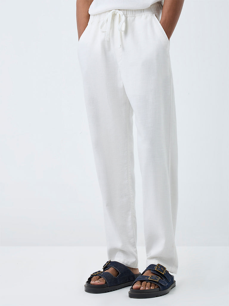 ETA White Relaxed-Fit Mid-Rise Cotton Pants