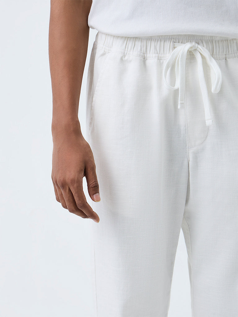 ETA White Relaxed-Fit Mid-Rise Cotton Pants