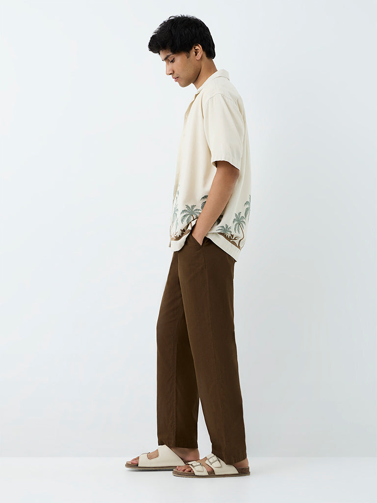 ETA Dark Brown Relaxed-Fit Mid-Rise Cotton Chinos