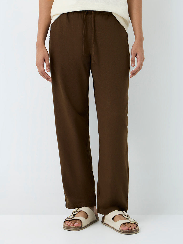 ETA Dark Brown Relaxed-Fit Mid-Rise Cotton Chinos