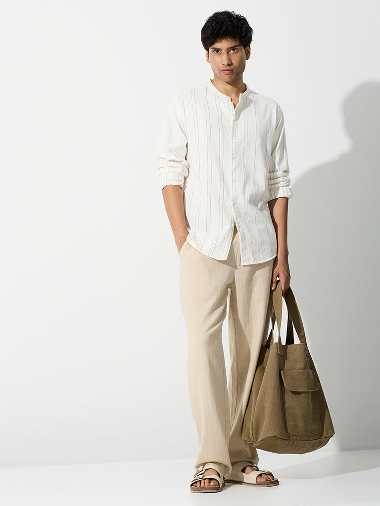 ETA Off-White Striped Relaxed-Fit Cotton Shirt
