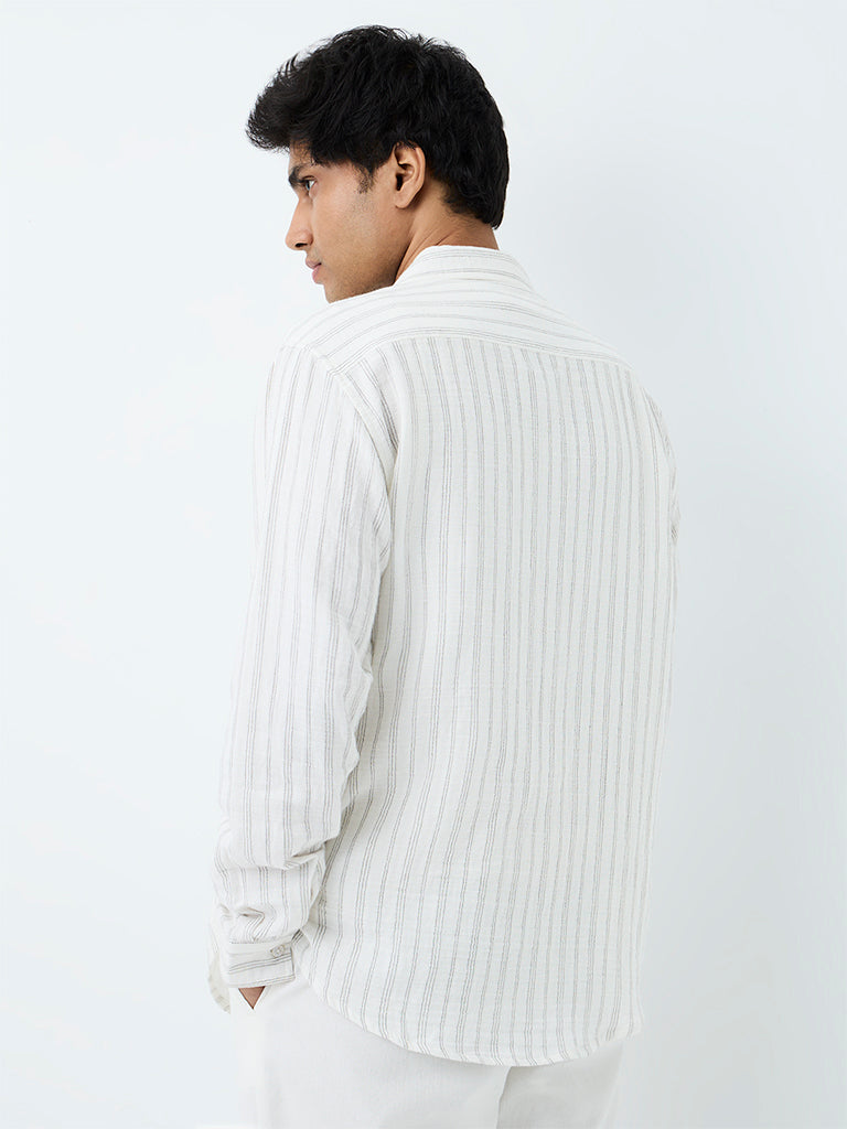 ETA Off-White Striped Printed Relaxed-Fit Cotton Shirt