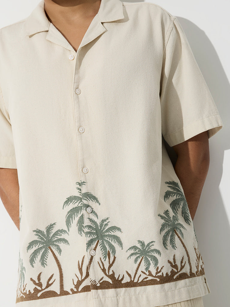 ETA Off-White Tropical Embroidered Relaxed-Fit Cotton Shirt