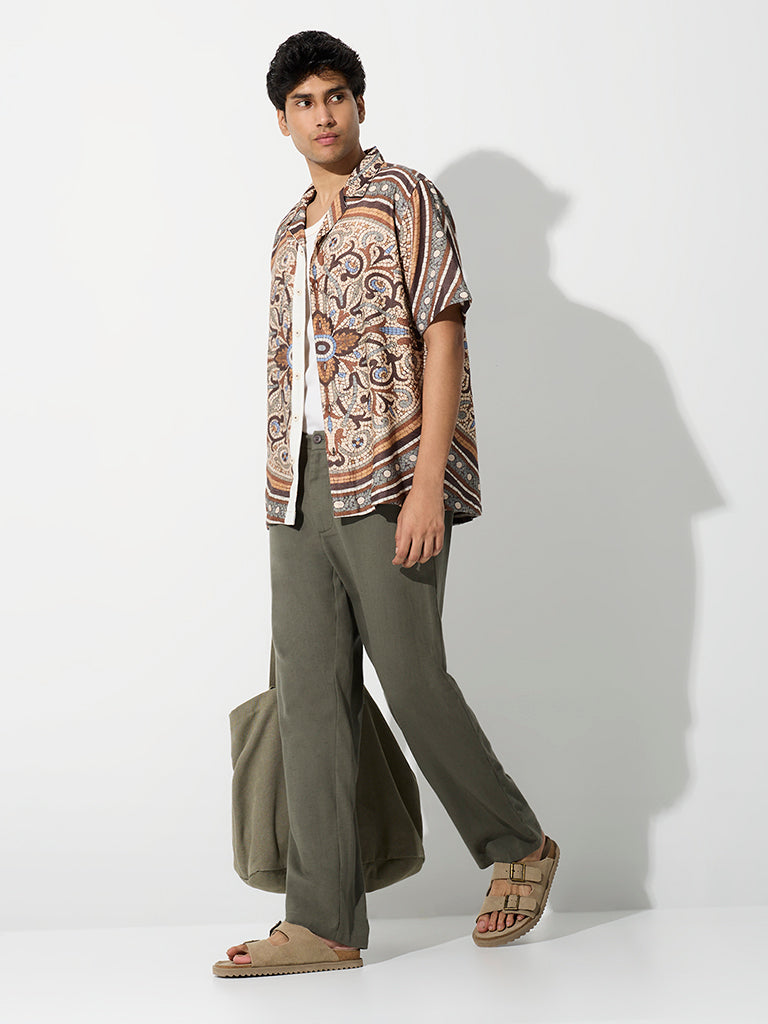 ETA Multicolour Mosaic Printed Relaxed-Fit Cotton-Blend Shirt