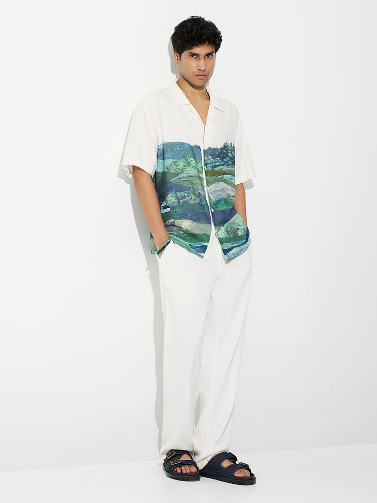 ETA Off-White Nature-Inspired Relaxed-Fit Cotton-Blend Shirt
