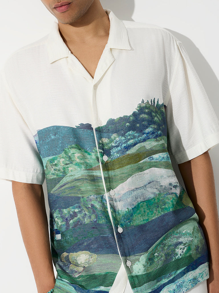 ETA Off-White Nature-Inspired Relaxed-Fit Cotton-Blend Shirt
