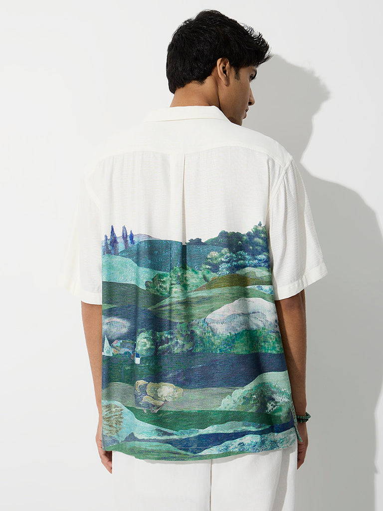 ETA Off-White Nature-Inspired Relaxed-Fit Cotton-Blend Shirt