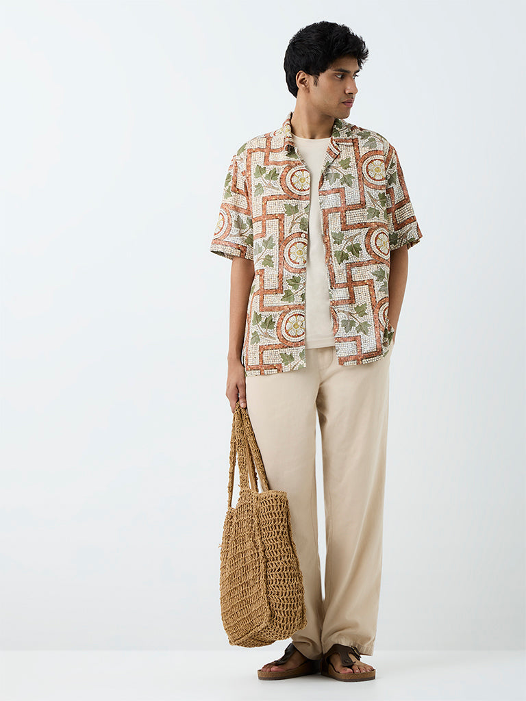 ETA Multicolor Printed Relaxed-Fit Cotton-Blend Shirt