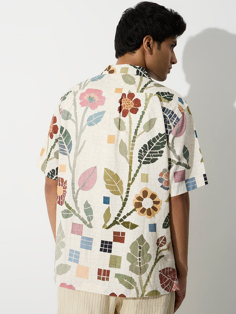 ETA Off-White Printed Relaxed-Fit Cotton-Blend Shirt