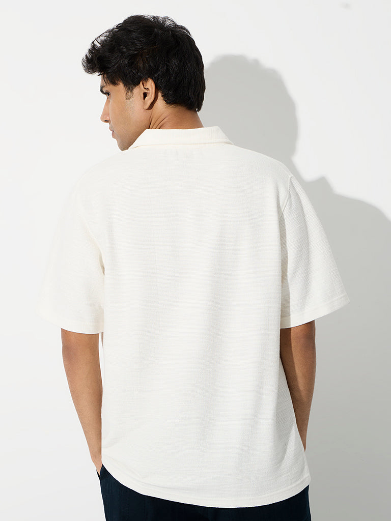 ETA Off-White Textured Relaxed-Fit Cotton-Blend T-Shirt