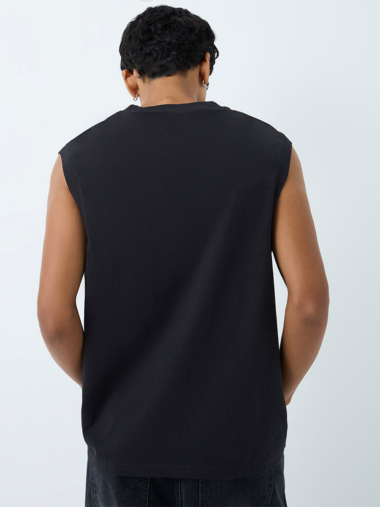 Nuon Black Relaxed-Fit Cotton T-Shirt
