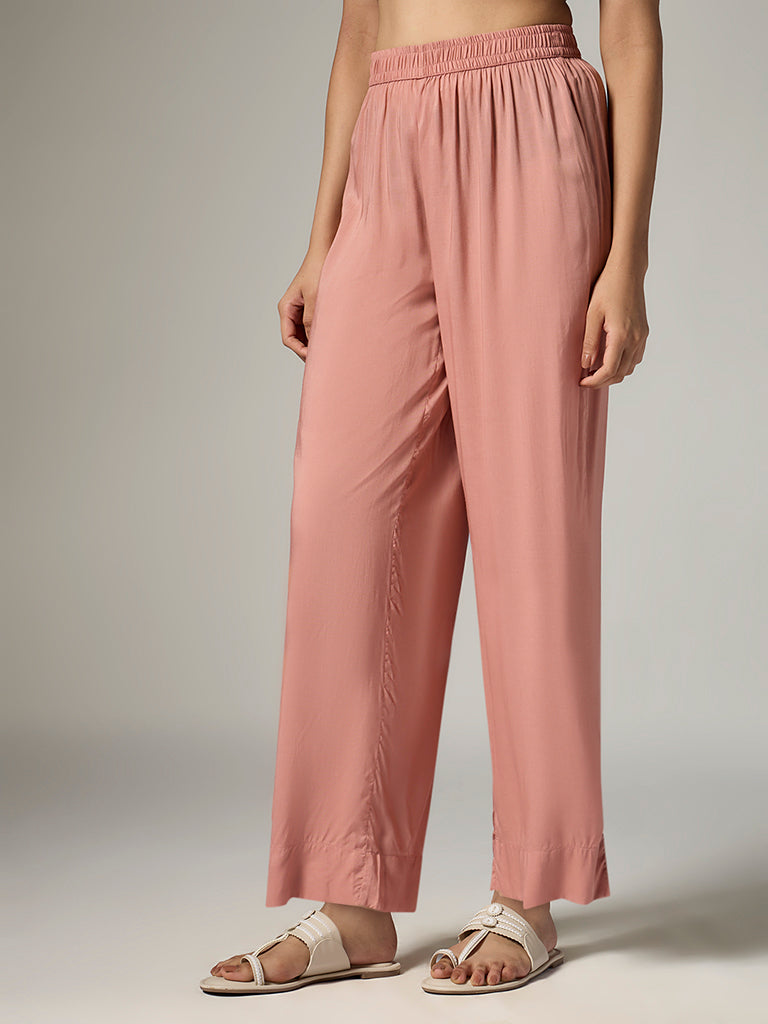 Zuba Peach Solid Pants