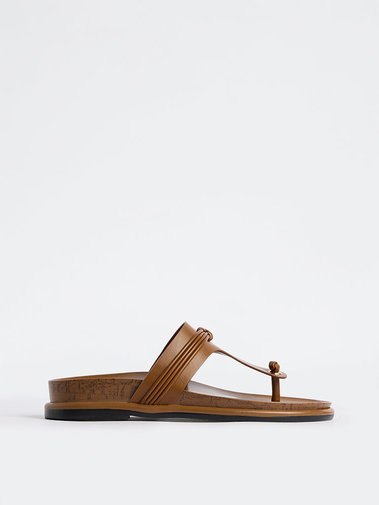 LUNA BLU Tan Thong-Strap Comfort Sandals