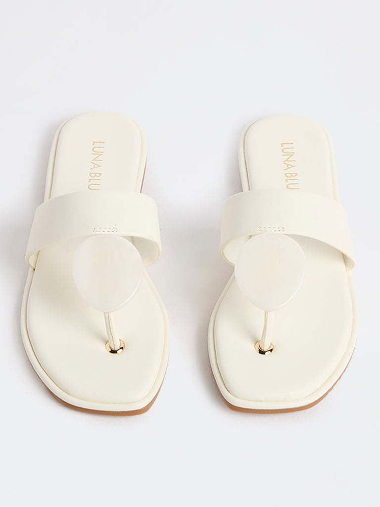 LUNA BLU White Thong-Strap Sandals