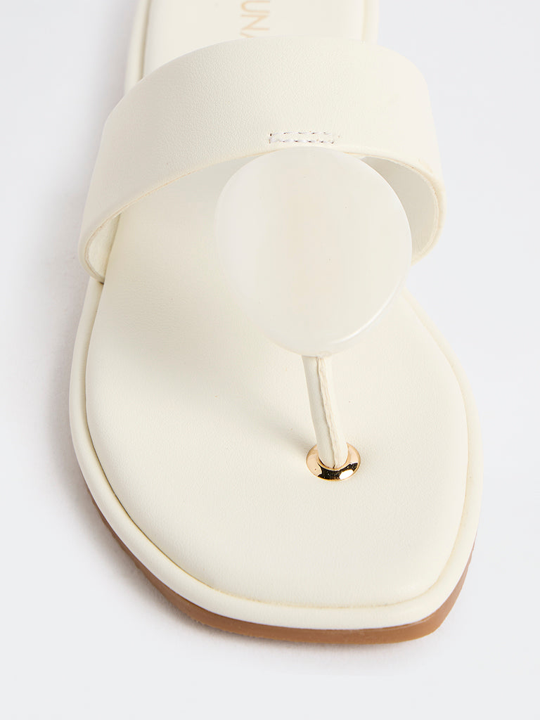 LUNA BLU White Thong-Strap Sandals