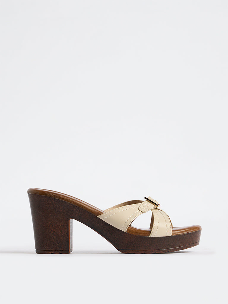 LUNA BLU Ivory Criss-Cross Strap Heel Sandals