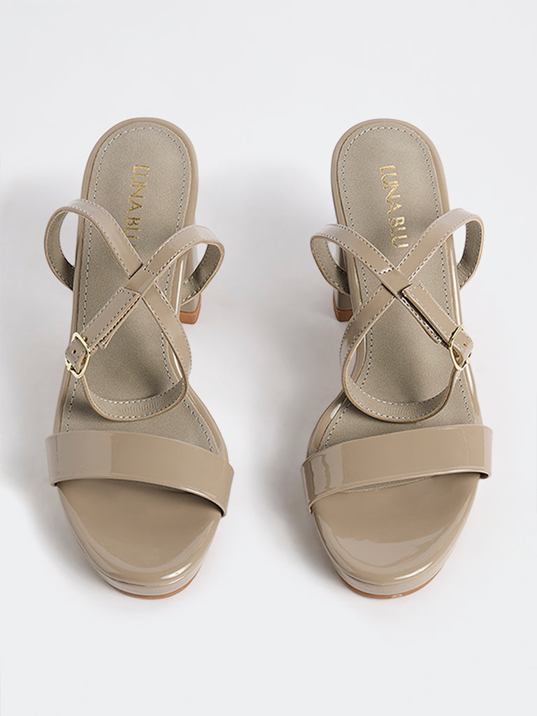 LUNA BLU Grey Platform Heel Sandals