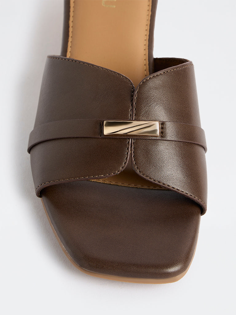 LUNA BLU Dark Brown Wedge Heel Sandals