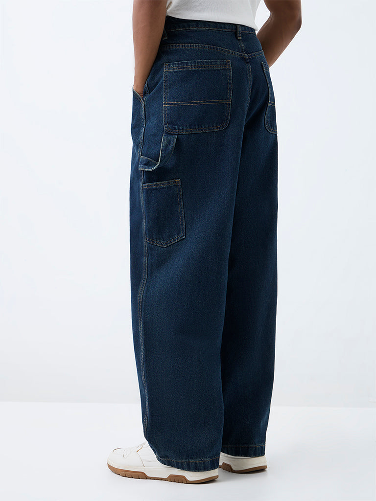 Nuon Dark Indigo Skater-Fit Mid-Rise Carpenter Jeans