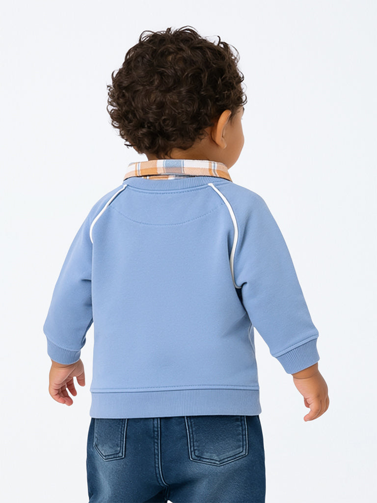 HOP Baby Boys Blue Dog Embroidered Cotton-Blend Sweatshirt