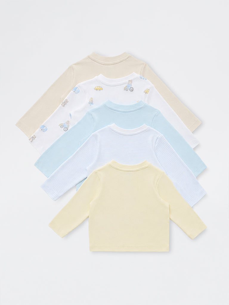 HOP Baby Boys Multicolor Printed Cotton T-Shirt - Pack of 5