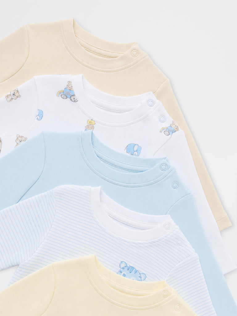 HOP Baby Boys Multicolor Printed Cotton T-Shirt - Pack of 5