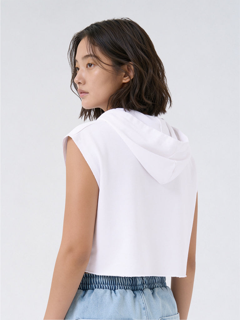 Girls White Text Embroidered Cotton-Blend Sweatshirt