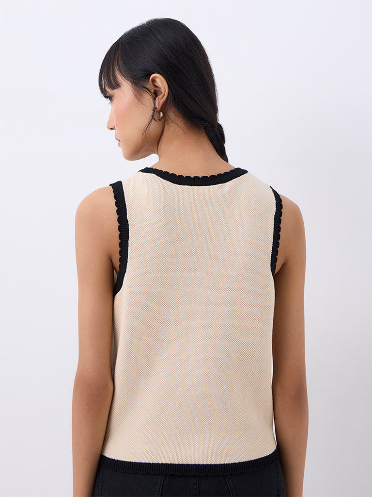Bombay Paisley Beige Floral Embroidered Cotton Waistcoat