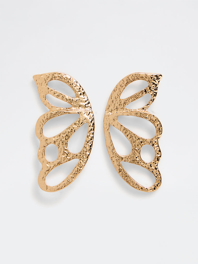 Westside Accessories Gold Textured Butterfly Earrings