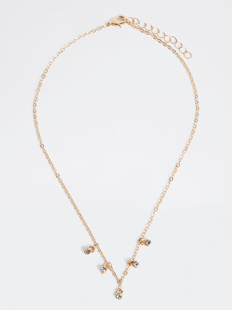 Westside Accessories Gold Diamante Detailed Necklace