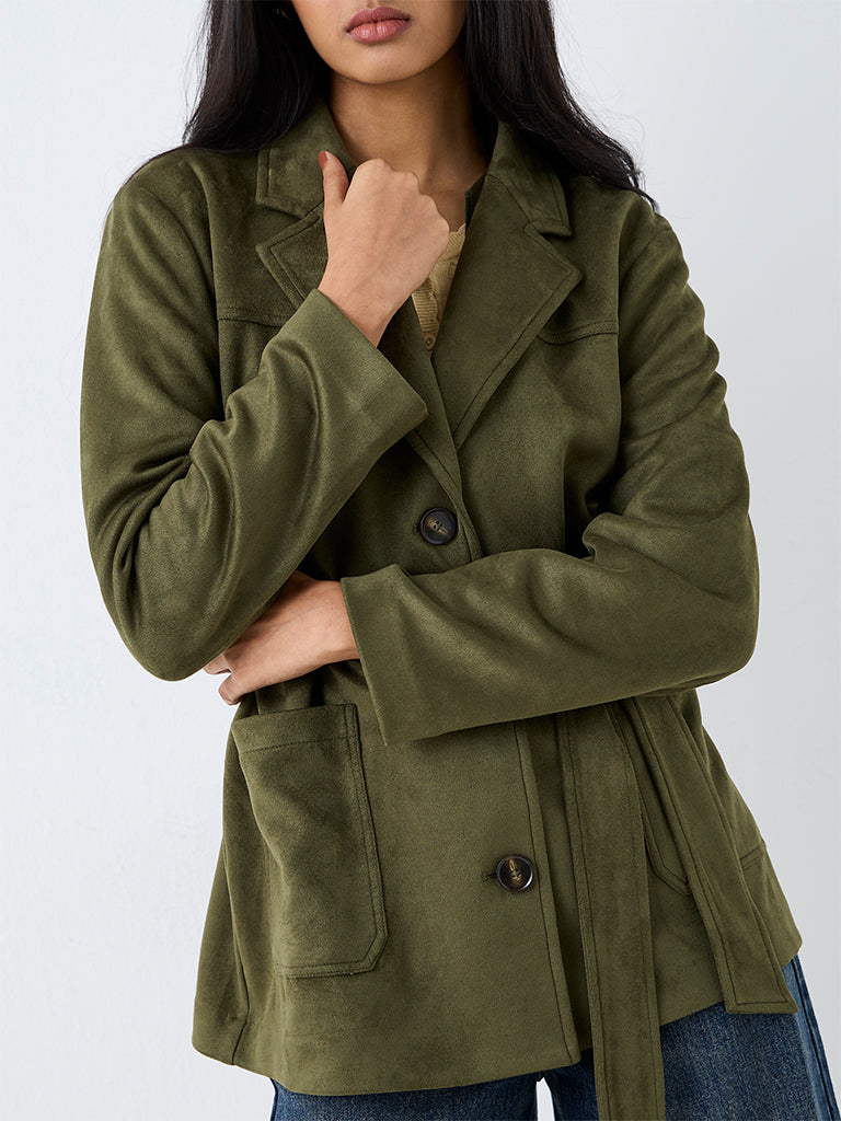 LOV Olive Suede Jacket with Belt