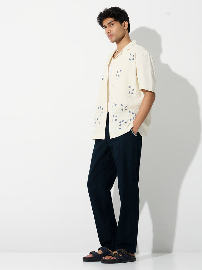 ETA Off-White Foliage Embroidered Relaxed-Fit Cotton Shirt