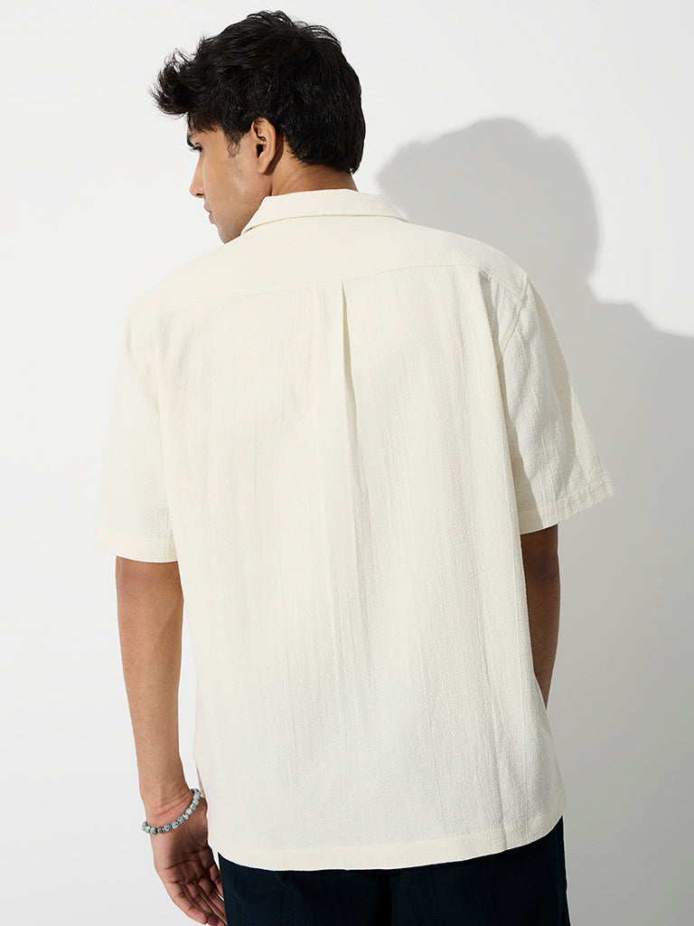 ETA Off-White Foliage Embroidered Relaxed-Fit Cotton Shirt