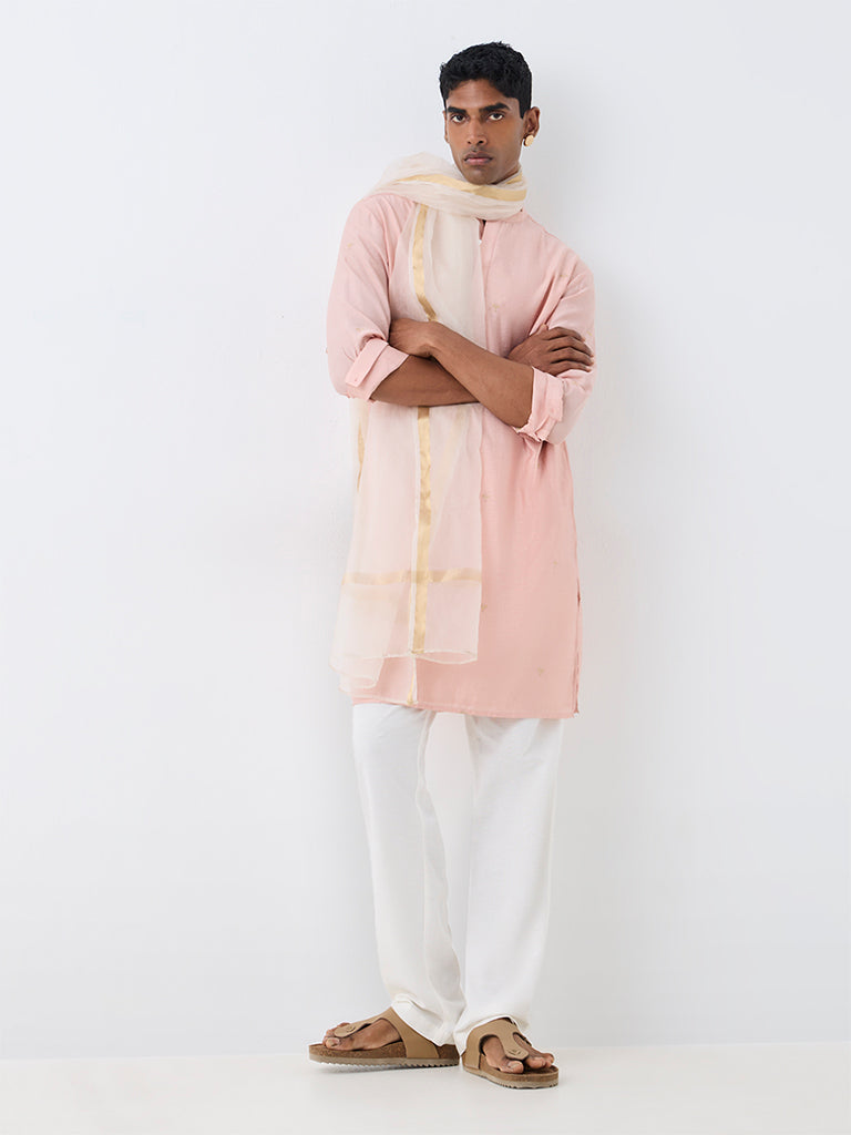 Kala by ETA Dusty Pink Foliage Embroidered Relaxed-Fit Kurta