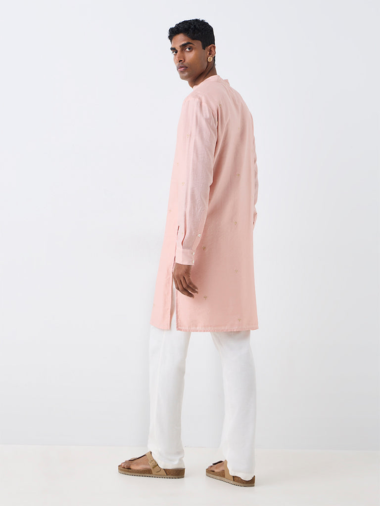 Kala by ETA Dusty Pink Foliage Embroidered Relaxed-Fit Kurta