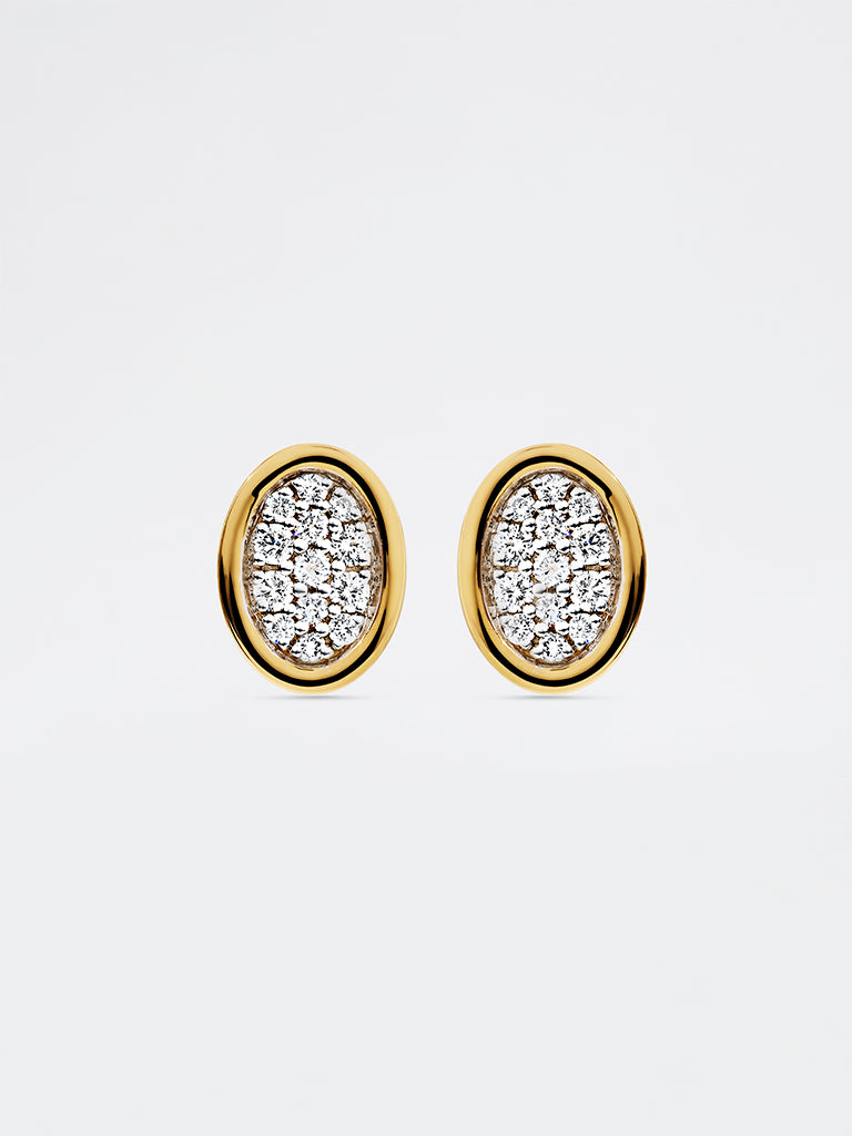 Unisex Oval Pave Lab Diamond Signet Stud Earrings