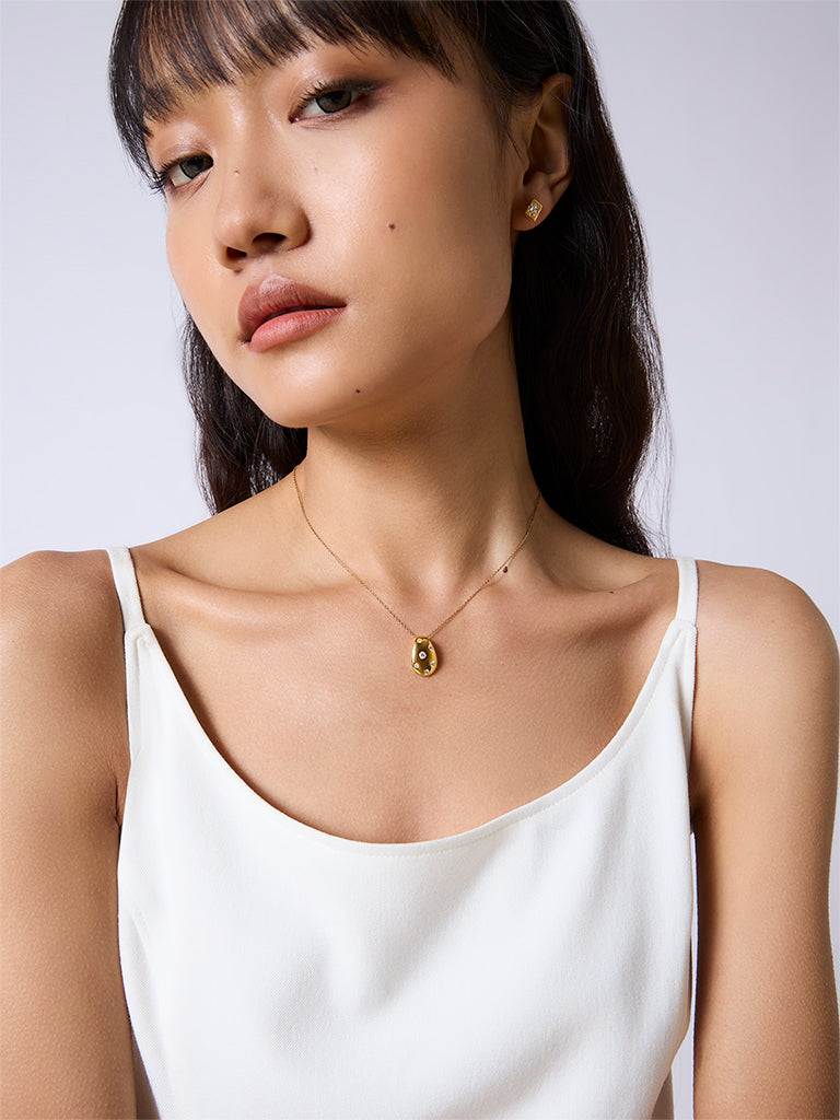 Scattered Lab Diamond Oval Pendant Necklace