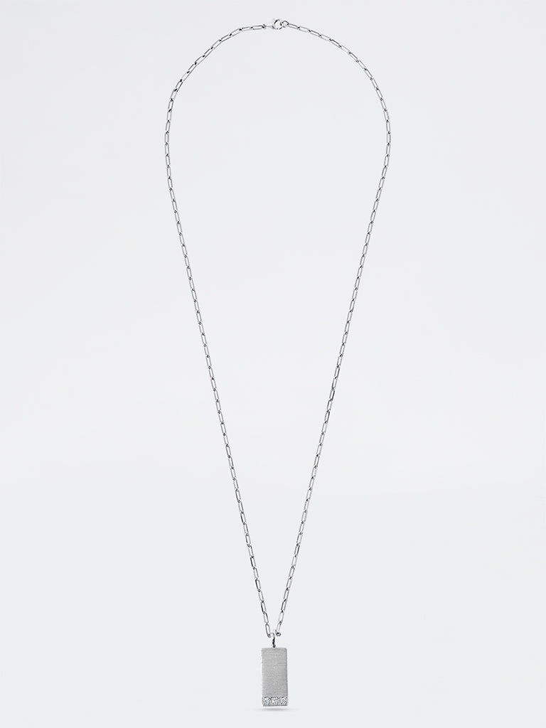 Men's 3 Lab Diamond Rectangle Necklace