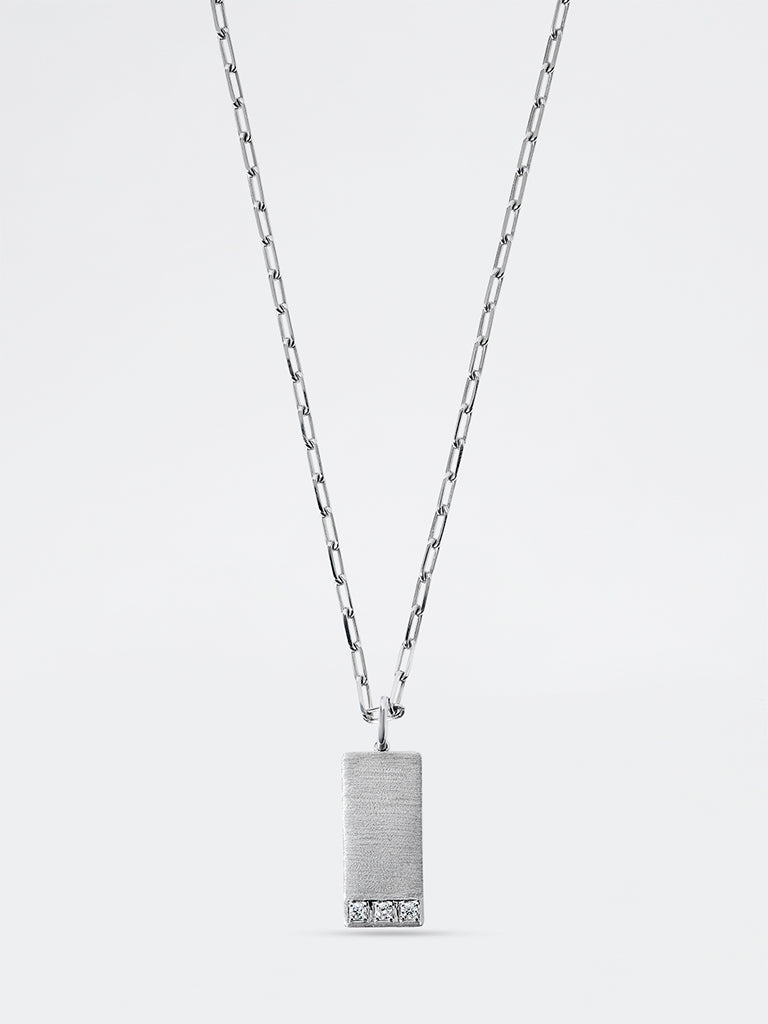 Men's 3 Lab Diamond Rectangle Necklace