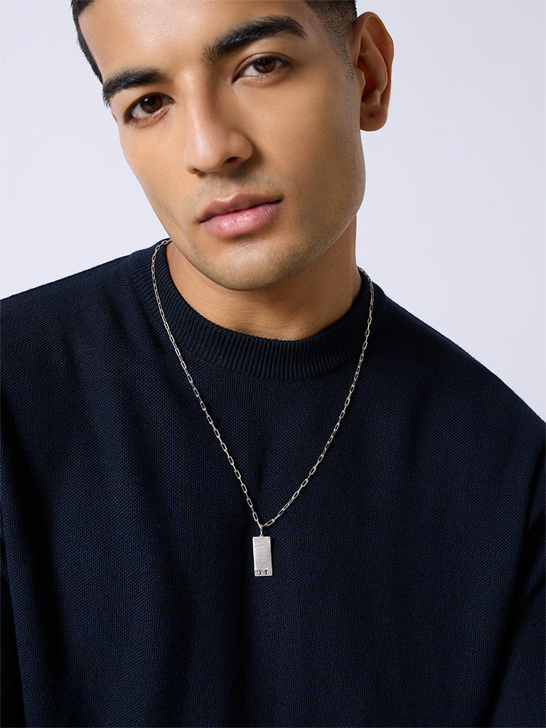 Men's 3 Lab Diamond Rectangle Necklace