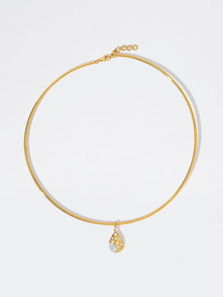 Lab Diamond Pear Pendant Omega Necklace