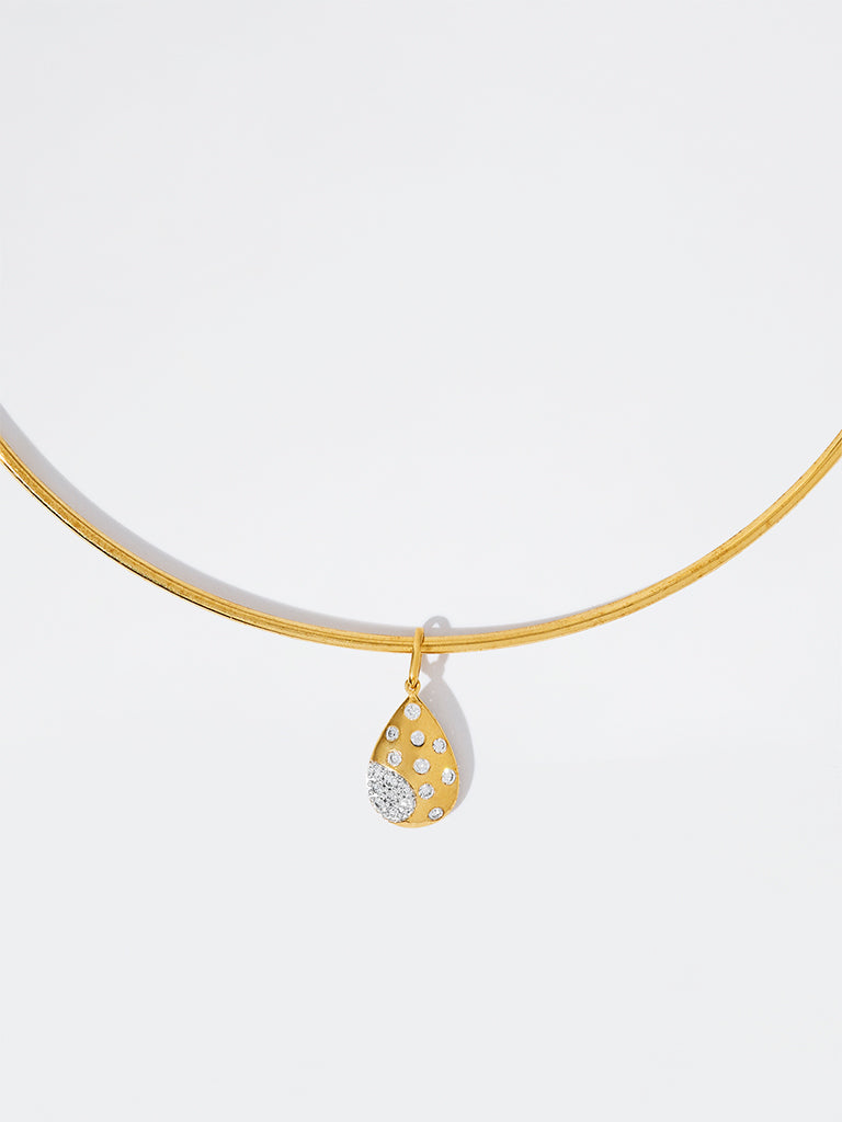 Lab Diamond Pear Pendant Omega Necklace
