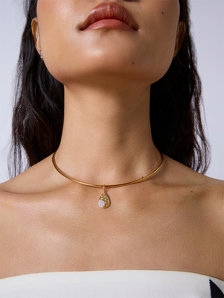 Lab Diamond Pear Pendant Omega Necklace