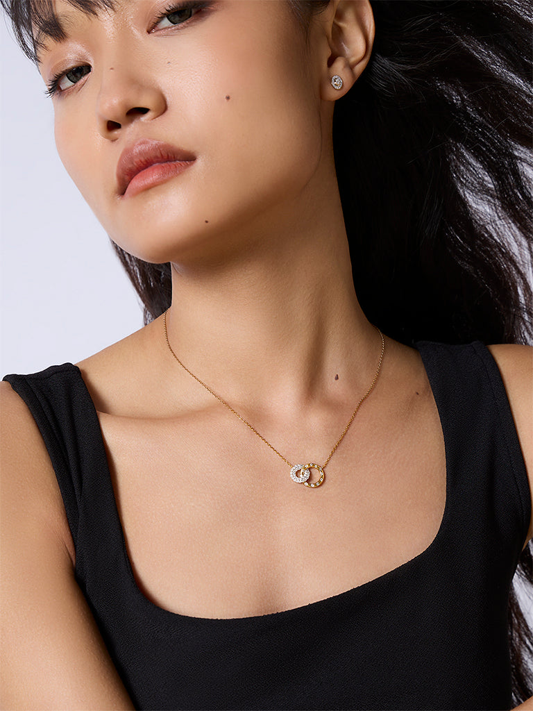 Interlocking Pave Lab Diamond Twin Flame Necklace